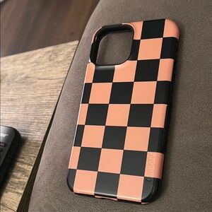 Casey Black and tan Checkered 13 pro max iPhone Case
